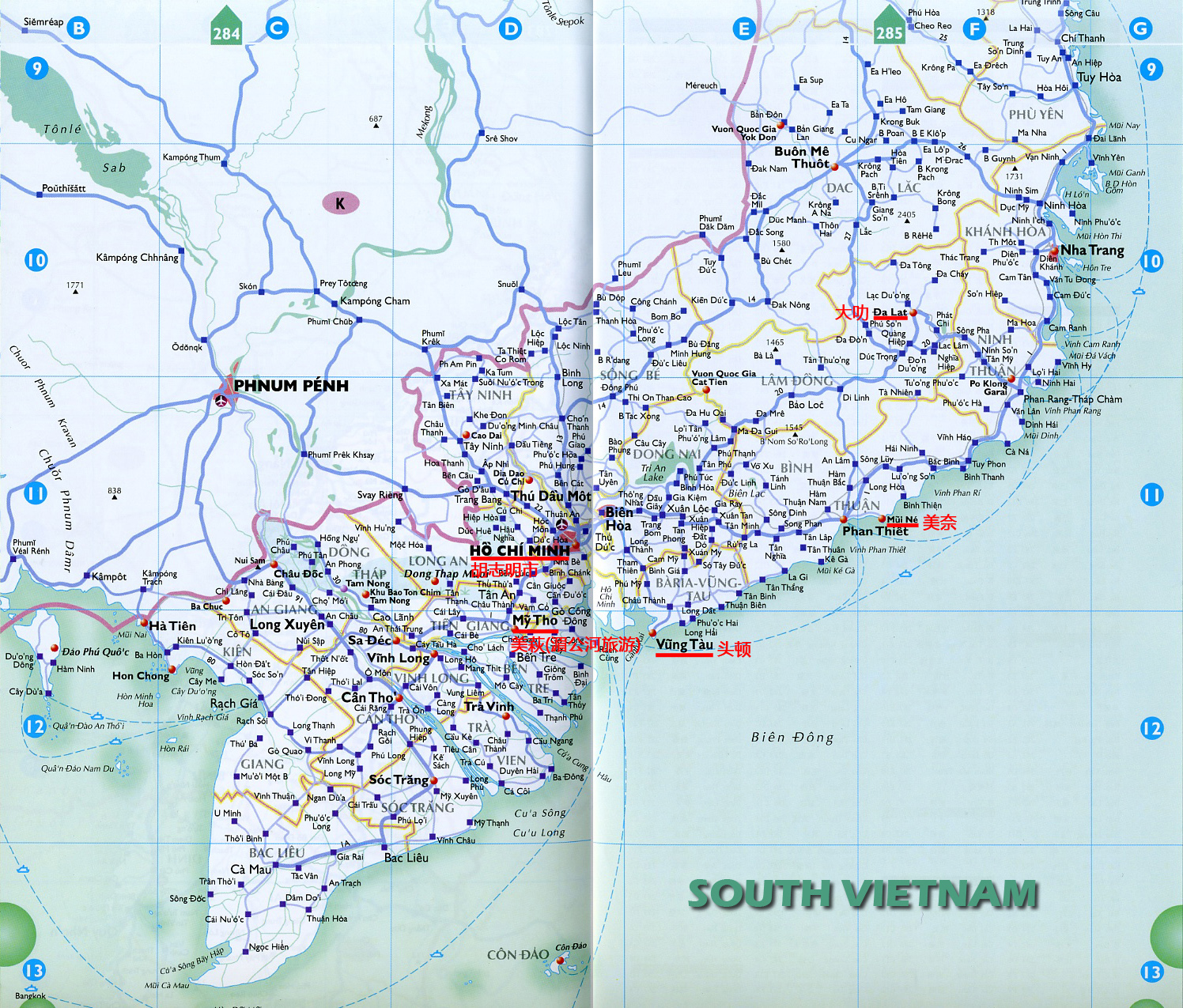 【map 1】越南南部地图(可点击放大)图片