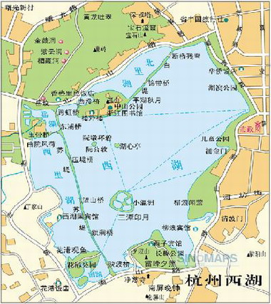 西湖十景一日游; 西湖; 杭州电子地图