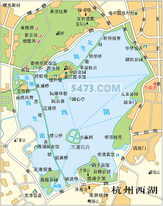 (杭州西湖地图)