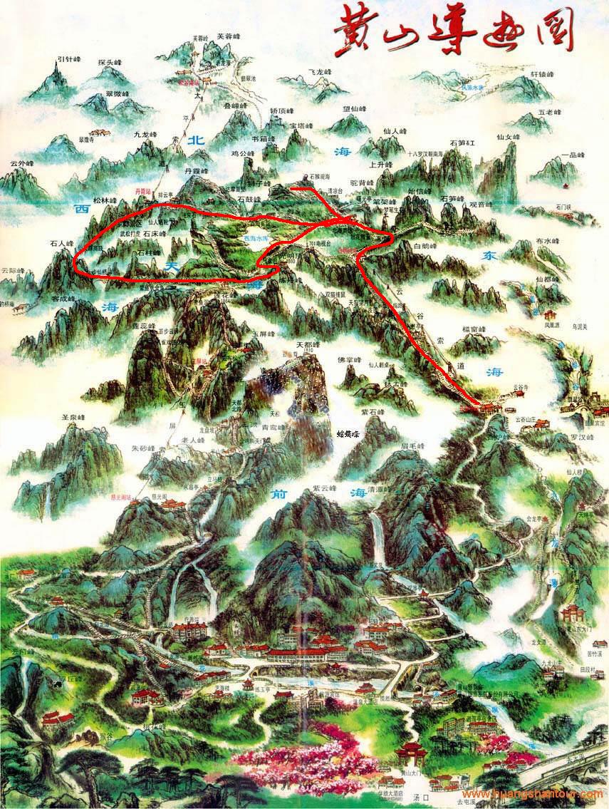 黄山山顶地图图片