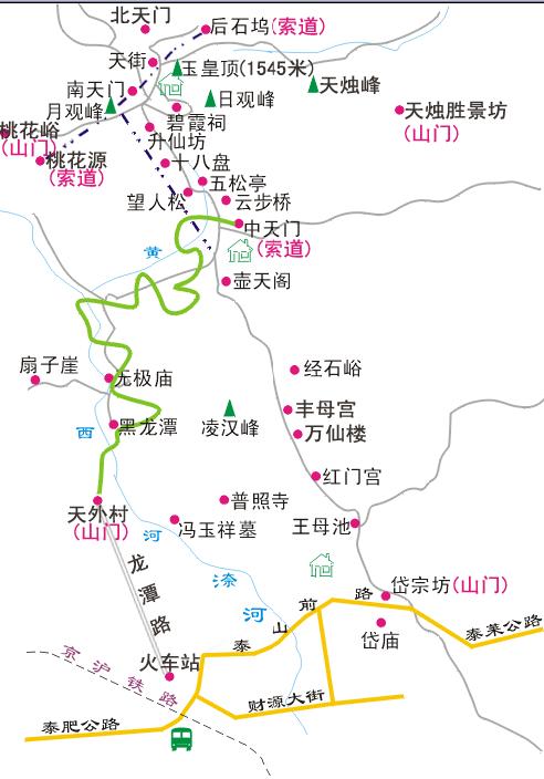 山东泰山风景区线路图图片